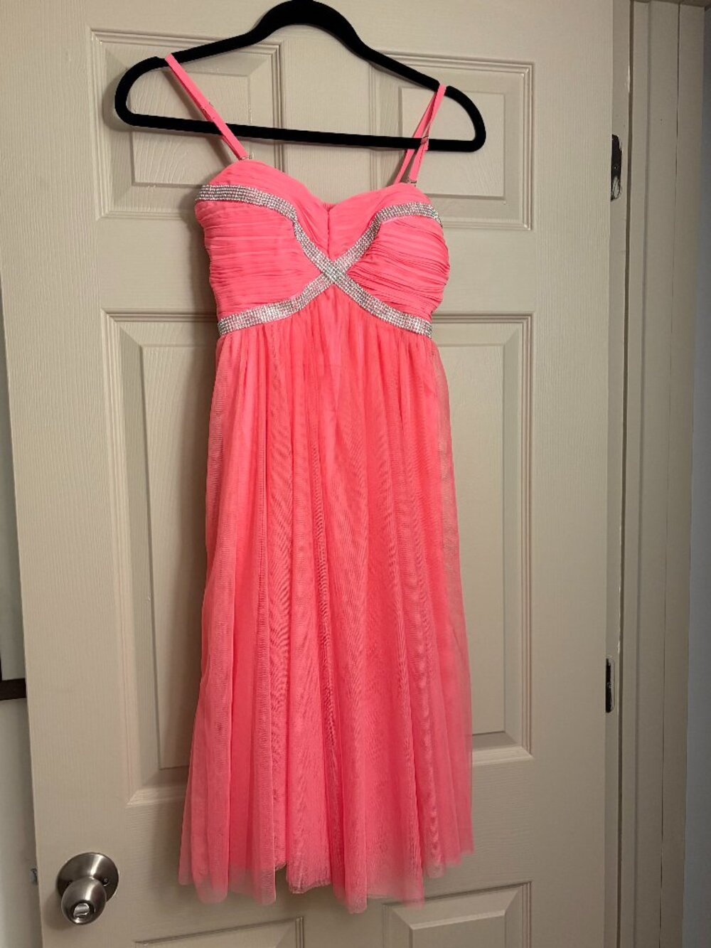 Robe de soirée Tulle & Strass Corail / Coral Prom Dress 8  NEUVE